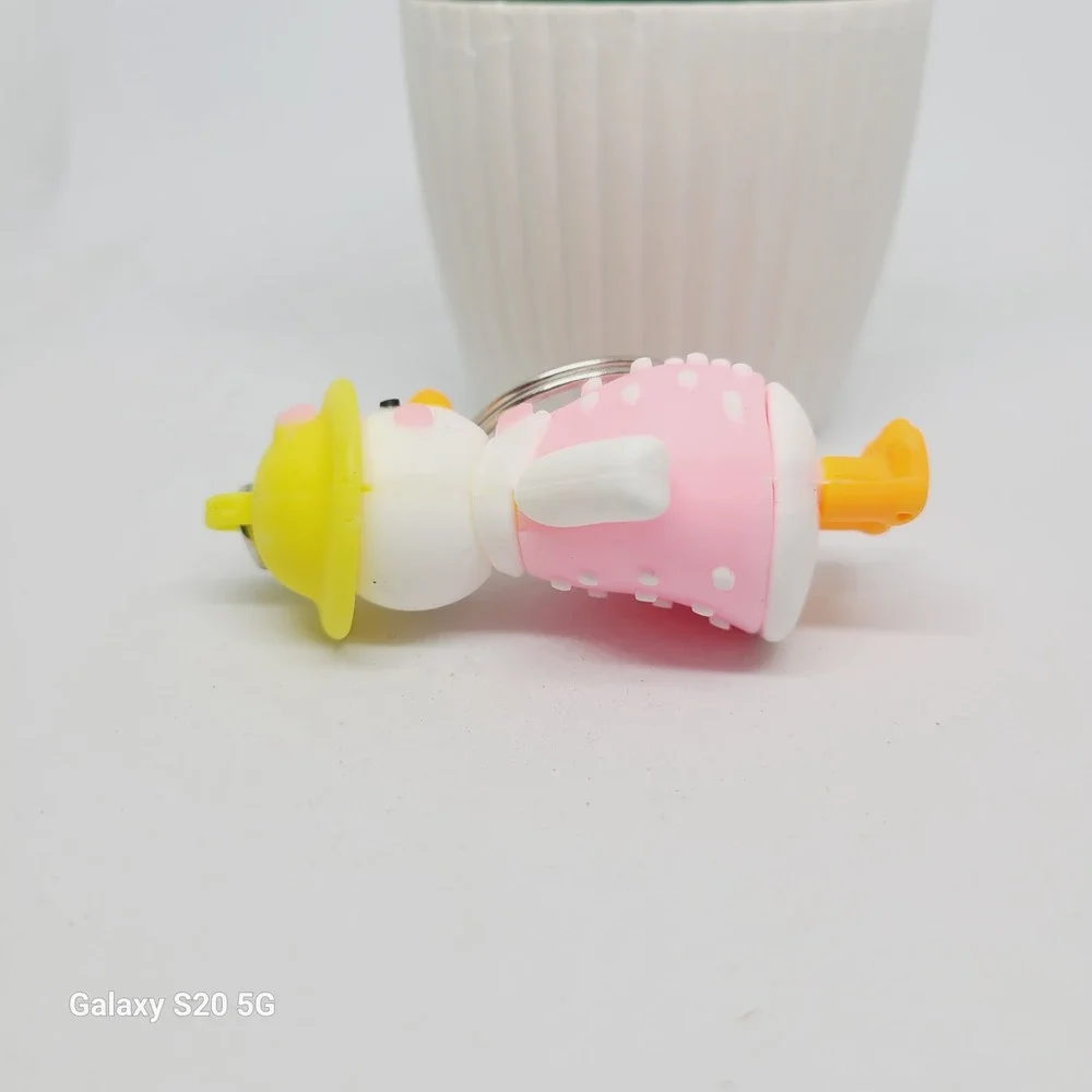 Cute Duck‎ Keychain Yellow Hat Pink Dress Cartoon Keyring Bag Charm